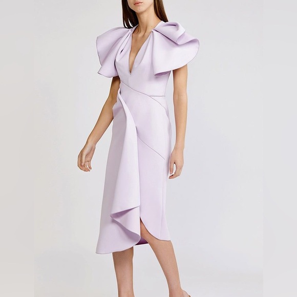 Acler Dresses & Skirts - Acler Redwood Ruffled-sleeve Midi Dress In Purple